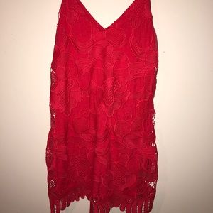 Express lace coral red dress